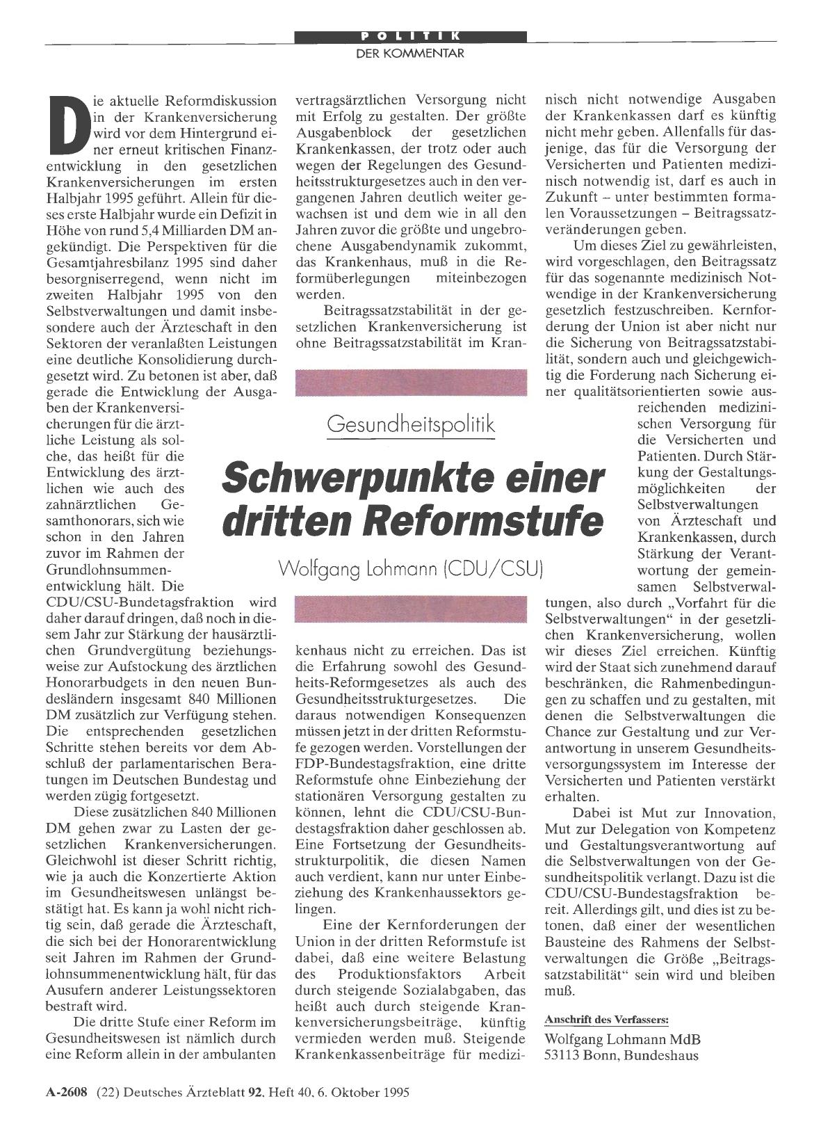 Vorschauseite 1: Gesundheitspolitik: Schwerpunkte einer dritten Reformstufe