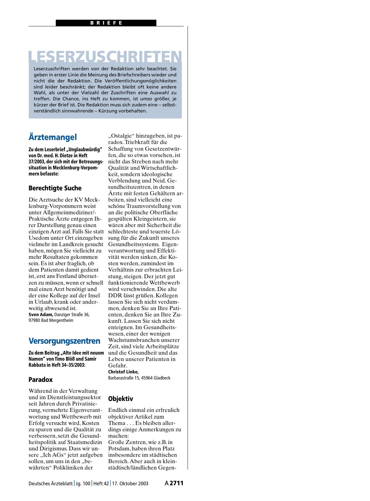 Vorschauseite 1: Ärztemangel: Berechtigte Suche