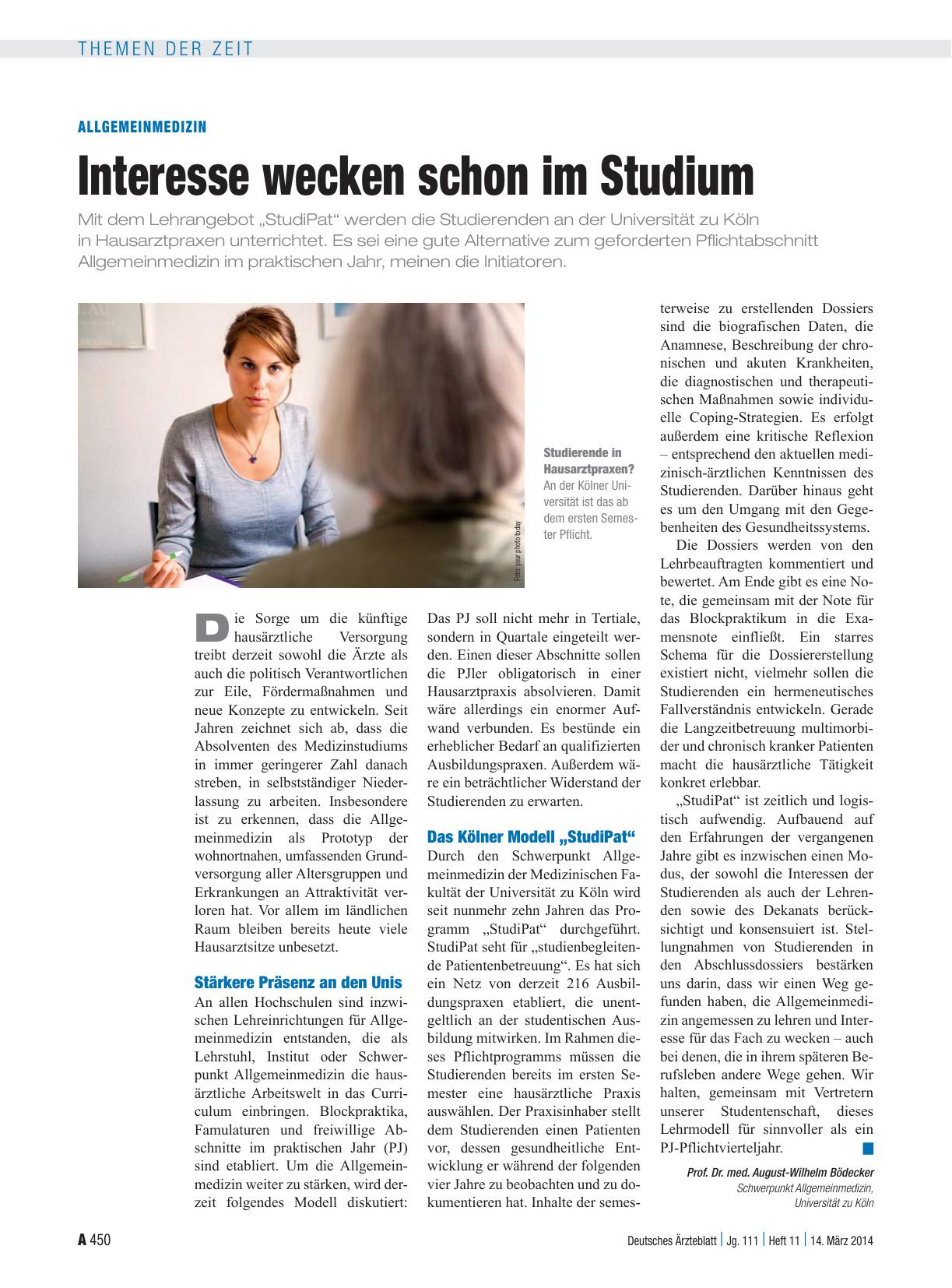 Vorschauseite 1: Allgemeinmedizin: Interesse wecken schon im Studium