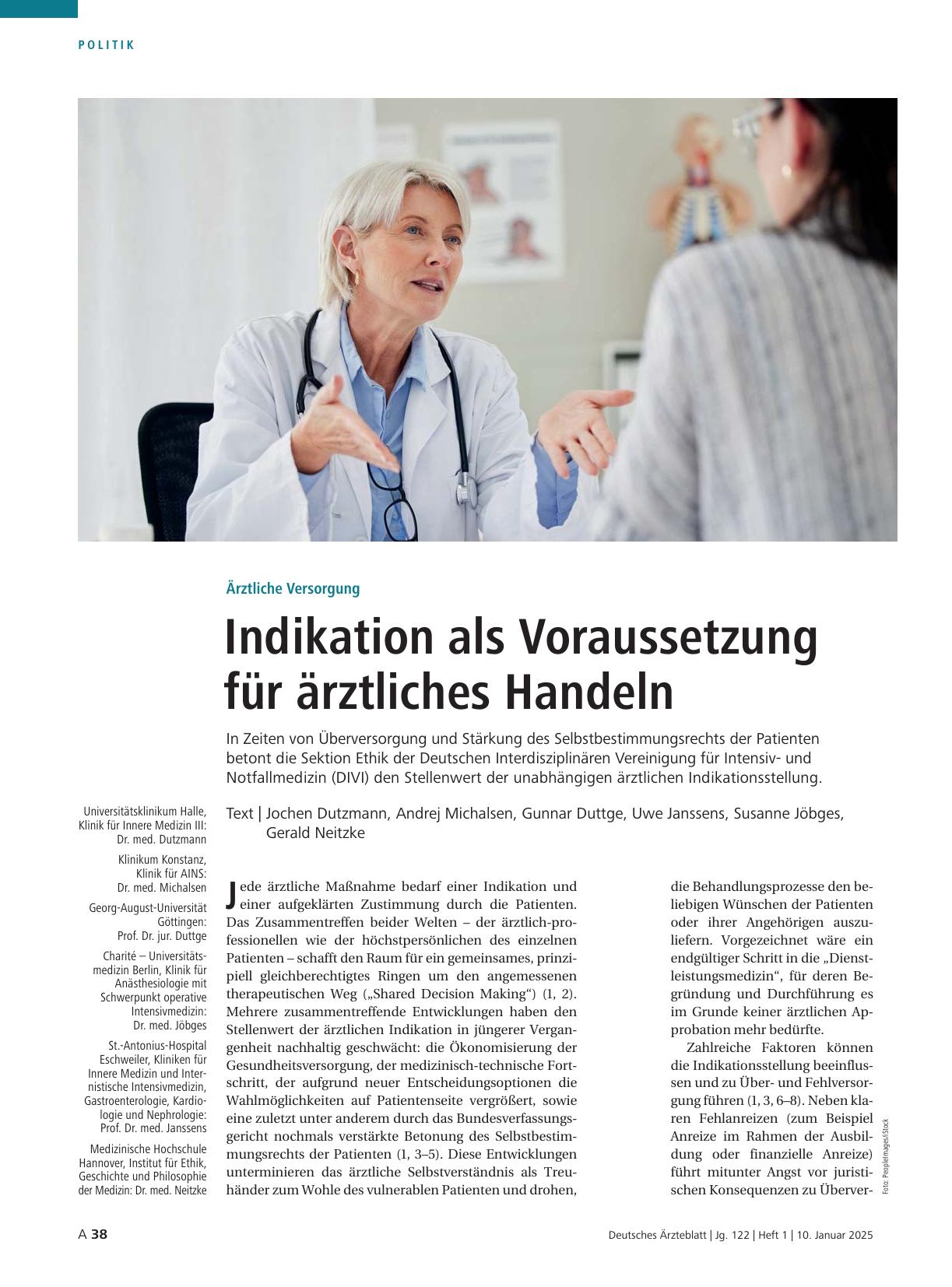 Vorschauseite 1: Ärztliche Versorgung: Indikation als Voraussetzung für ärztliches Handeln