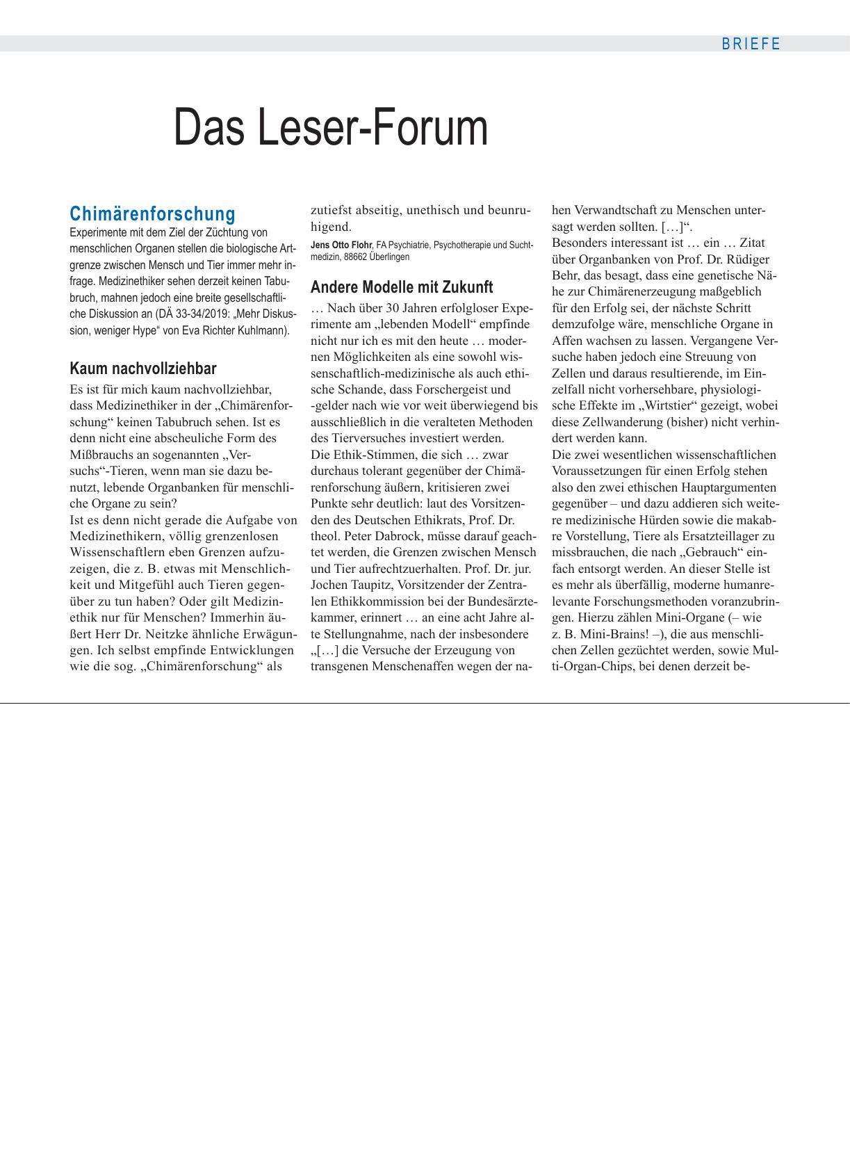 Vorschauseite 1: Chimärenforschung: Andere Modelle mit Zukunft