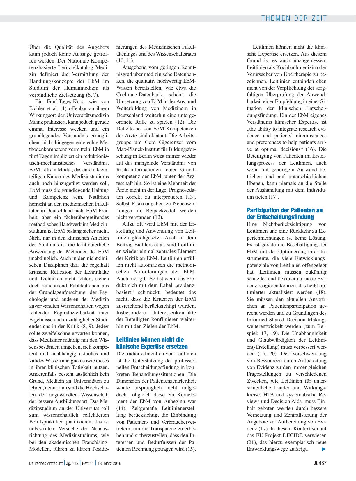 Vorschauseite 2: Evidenzbasierte Medizin: Klarstellung und Perspektiven