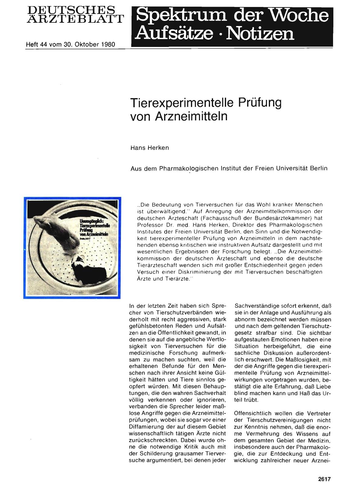 Vorschauseite 1: Tierexperimentelle Prüfung von Arzneimitteln