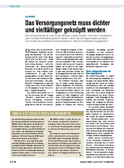 Vorschauseite 1: IQWiG: kritische Studie zu Memantin