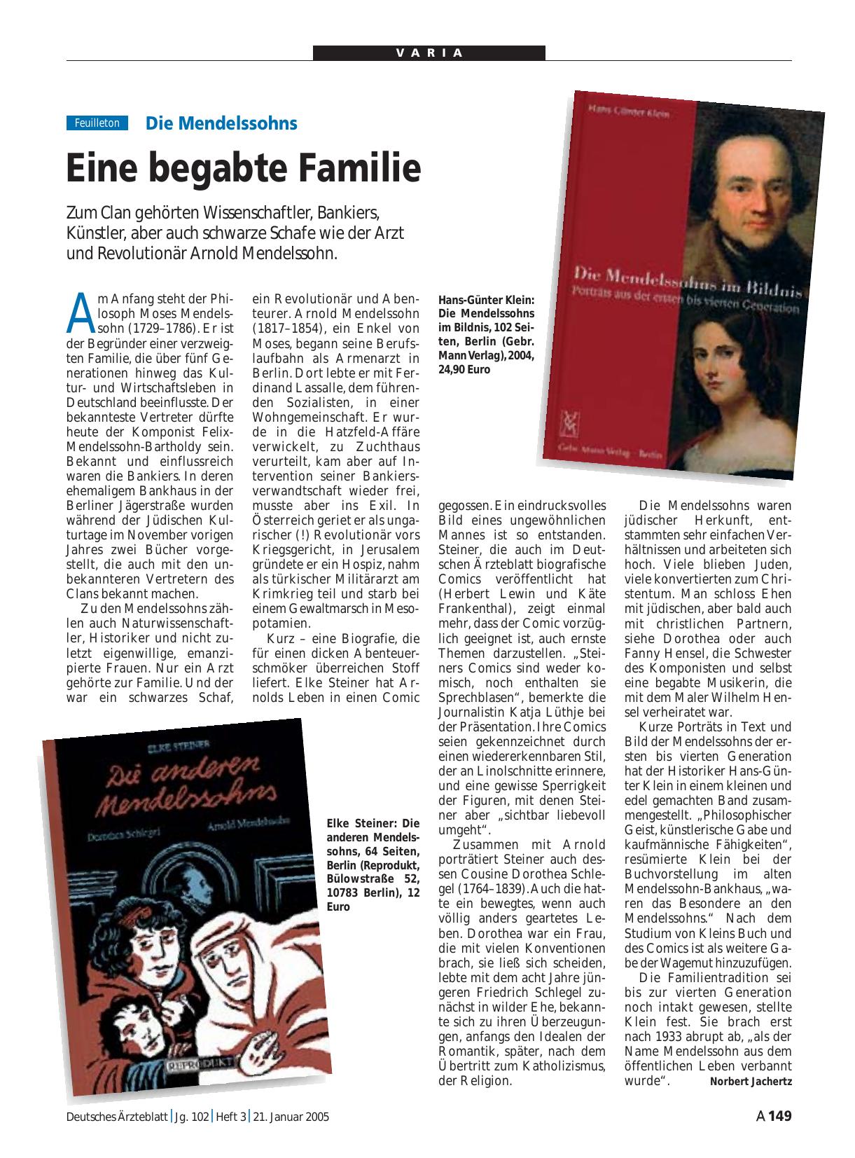 Vorschauseite 1: Die Mendelssohns: Eine begabte Familie
