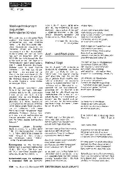 Vorschauseite 1: Arzt — und Poet dazu: Helmut Vogt