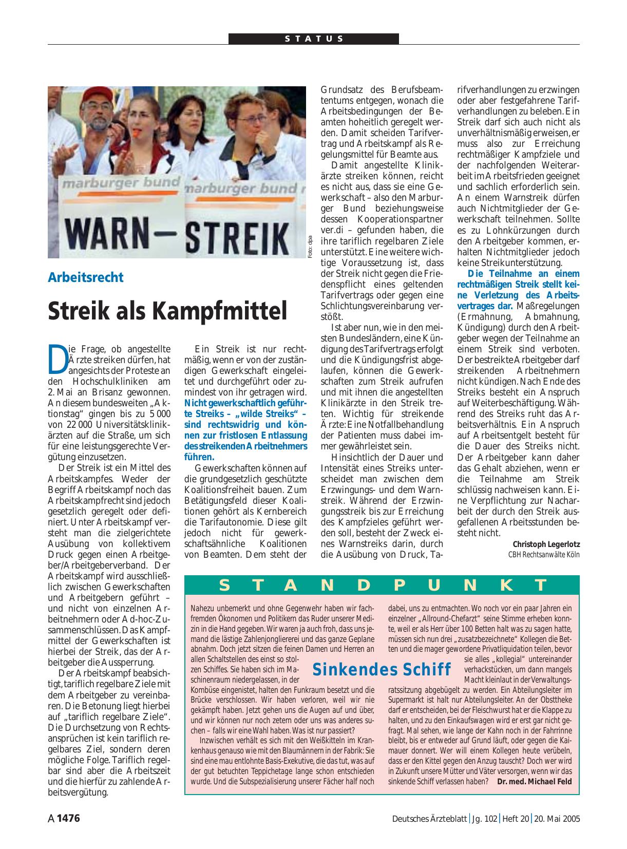 Vorschauseite 1: Arbeitsrecht: Streik als Kampfmittel
