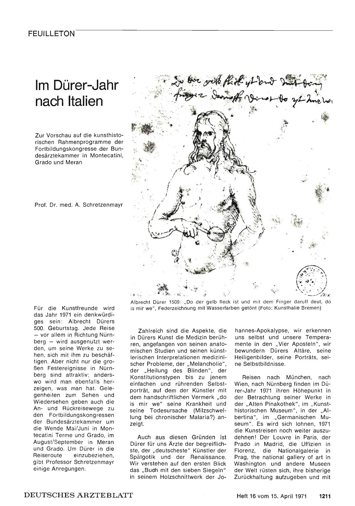 Vorschauseite 1: Im Dürer-Jahr nach Italien