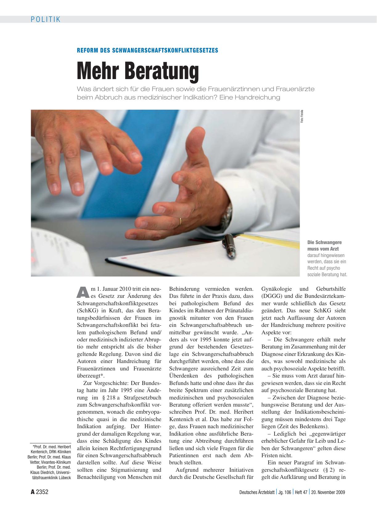 Vorschauseite 1: Reform des Schwangerschaftskonfliktgesetzes: Mehr Beratung