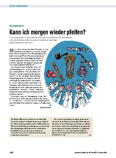 Vorschauseite 1: Arztgeschichte: Kann ich morgen wieder pfeifen?
