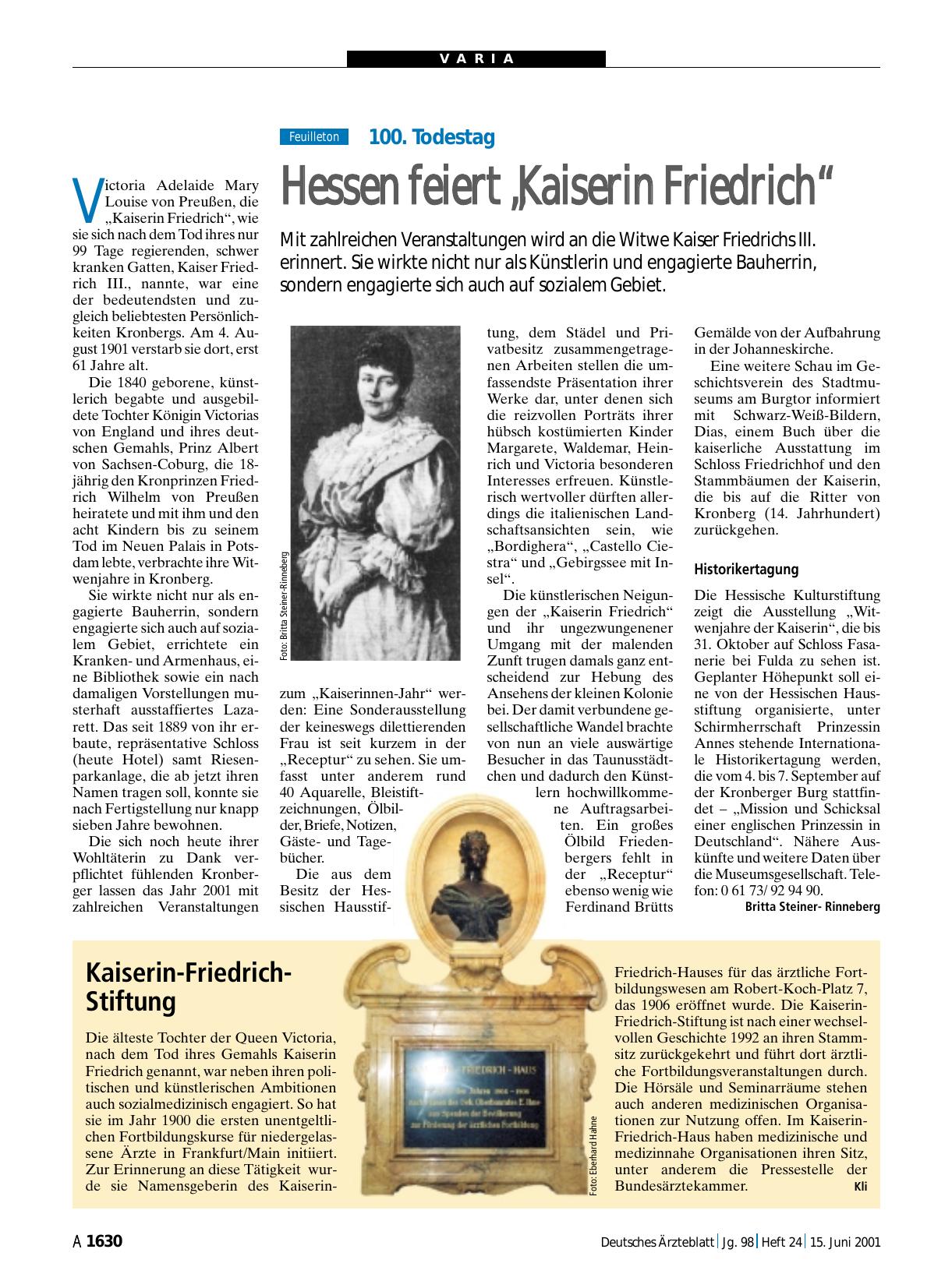 Vorschauseite 1: Kaiserin-Friedrich-Stiftung