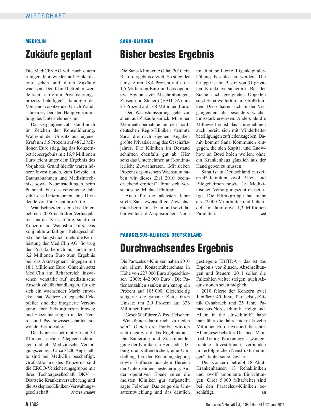Vorschauseite 1: Mediclin: Zukäufe geplant