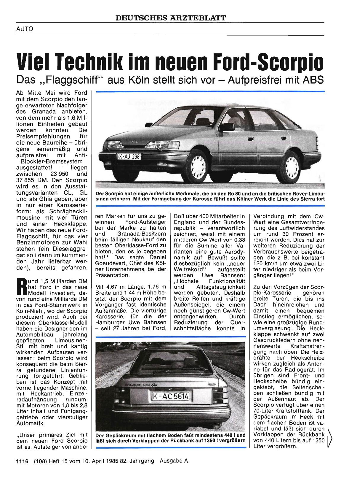 Vorschauseite 1: Viel Technik im neuen Ford-Scorpio