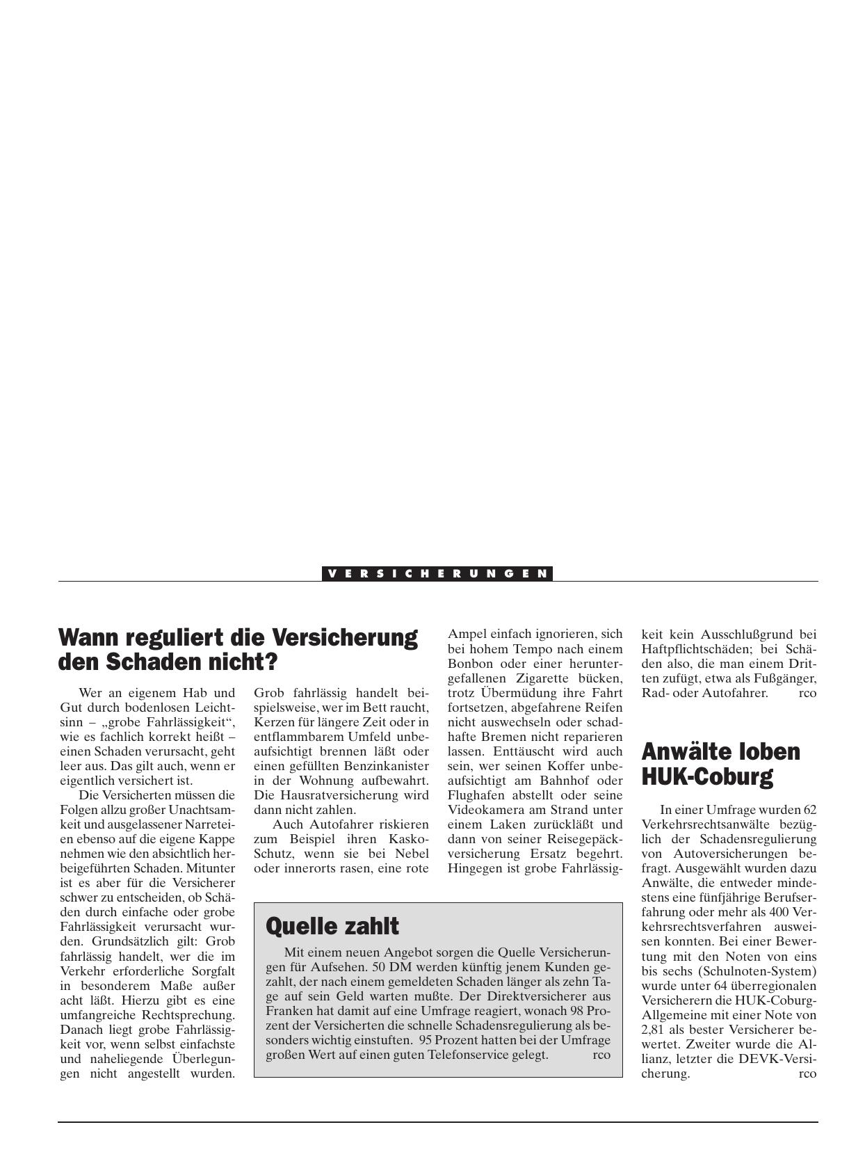 Vorschauseite 1: Anwälte loben HUK-Coburg