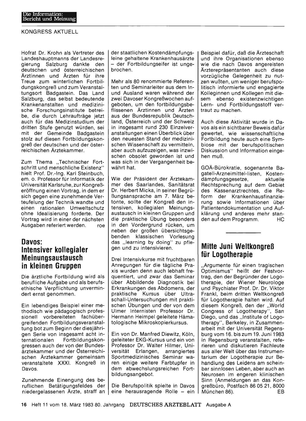 Vorschauseite 1: Davos: Intensiver kollegialer Meinungsaustausch in kleinen Gruppen