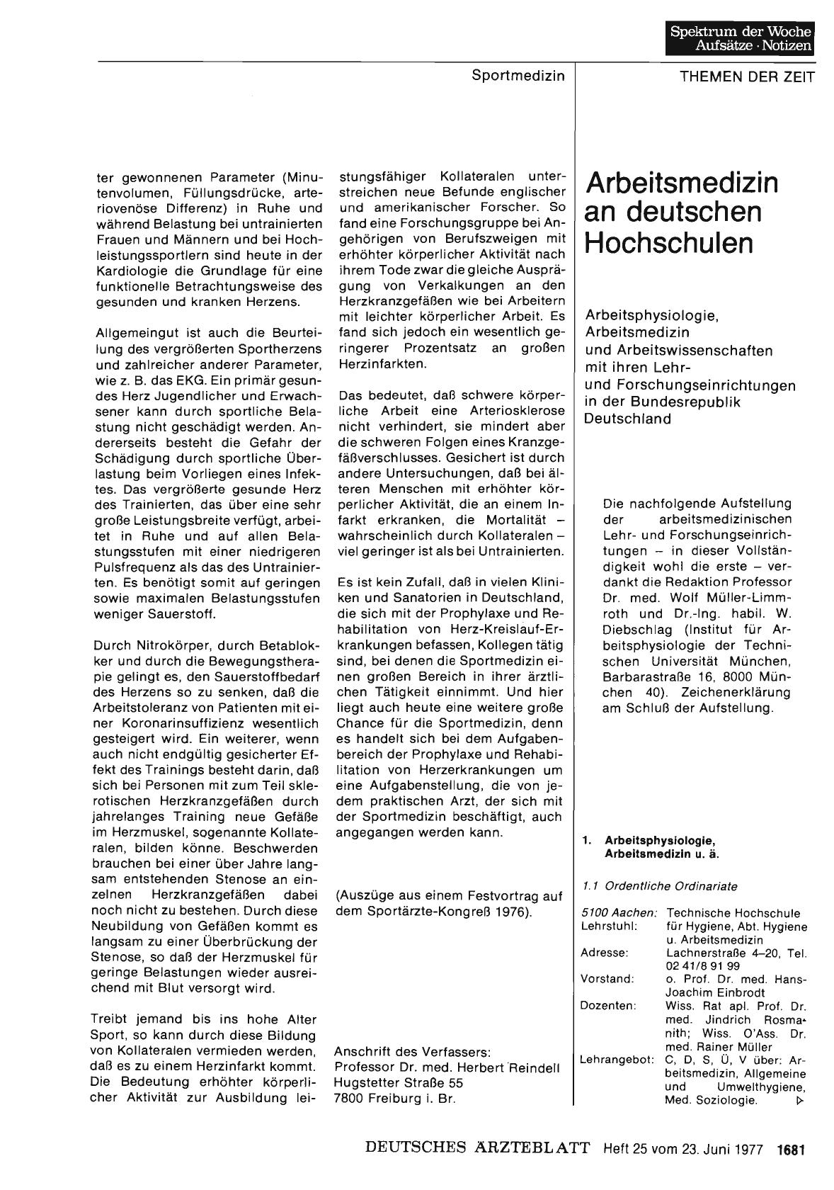 Vorschauseite 1: Arbeitsmedizin an deutschen Hochschulen: Arbeitsphysiologie, Arbeitsmedizin und Arbeitswissenschaften mit ihren Lehrund Forschungseinrichtungen in der Bundesrepublik Deutschland