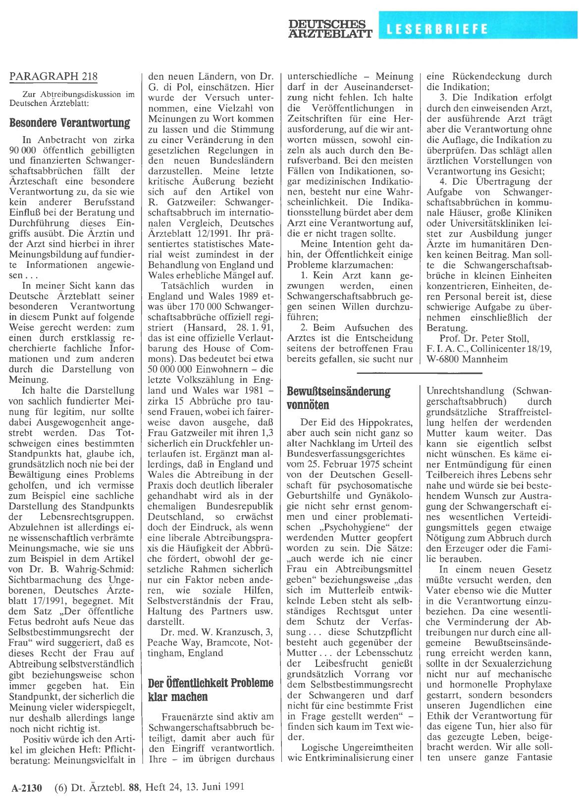 Vorschauseite 1: PARAGRAPH 218: Bewußtseinsänderung vonnöten