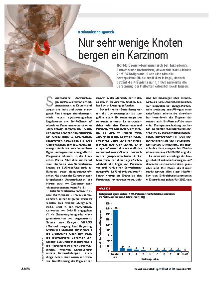 Vorschauseite 1: Schilddrüsendiagnostik: Nur sehr wenige Knoten bergen ein Karzinom