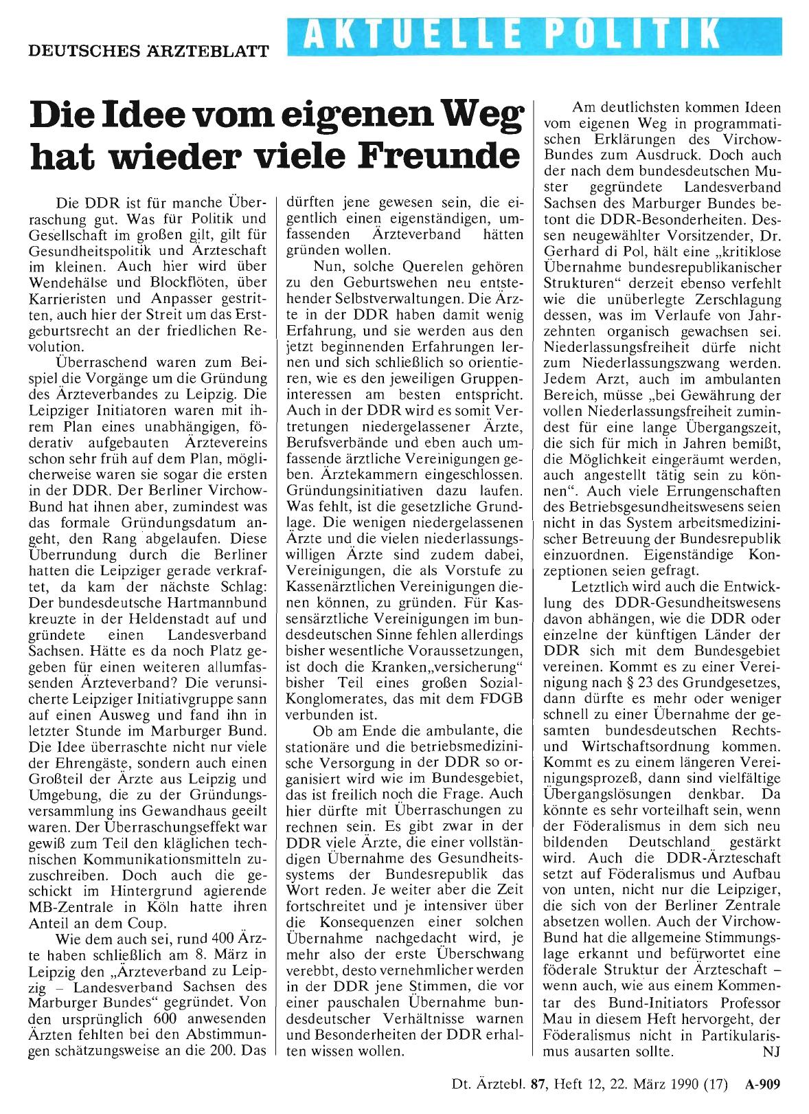 Vorschauseite 1: Die Idee vom eigenen Weg hat wieder viele Freunde