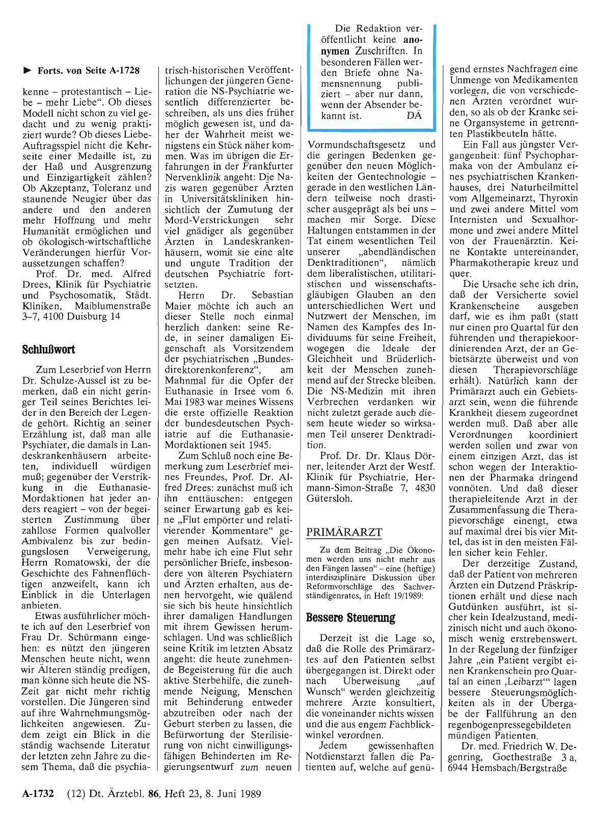 Vorschauseite 1: NS-ZEIT: Schlußwort