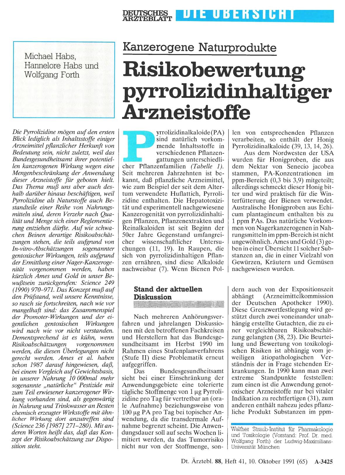 Vorschauseite 1: Kanzerogene Naturprodukte: Risikobewertung pyrrolizidinhaltiger Arzneistoffe