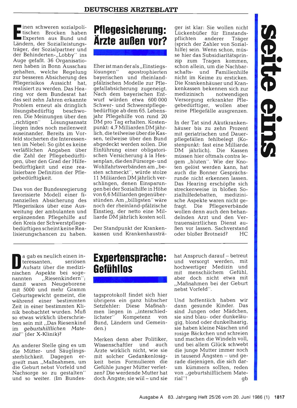 Vorschauseite 1: Pflegesicherung: Ärzte außen vor?