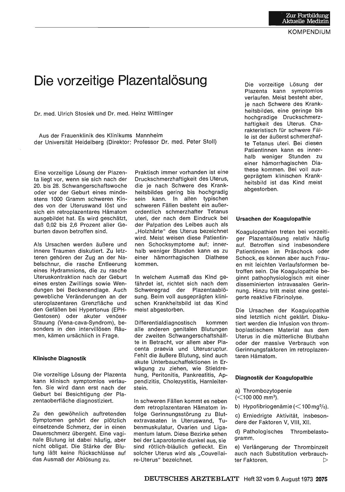 Vorschauseite 1: Die vorzeitige Plazentalösung