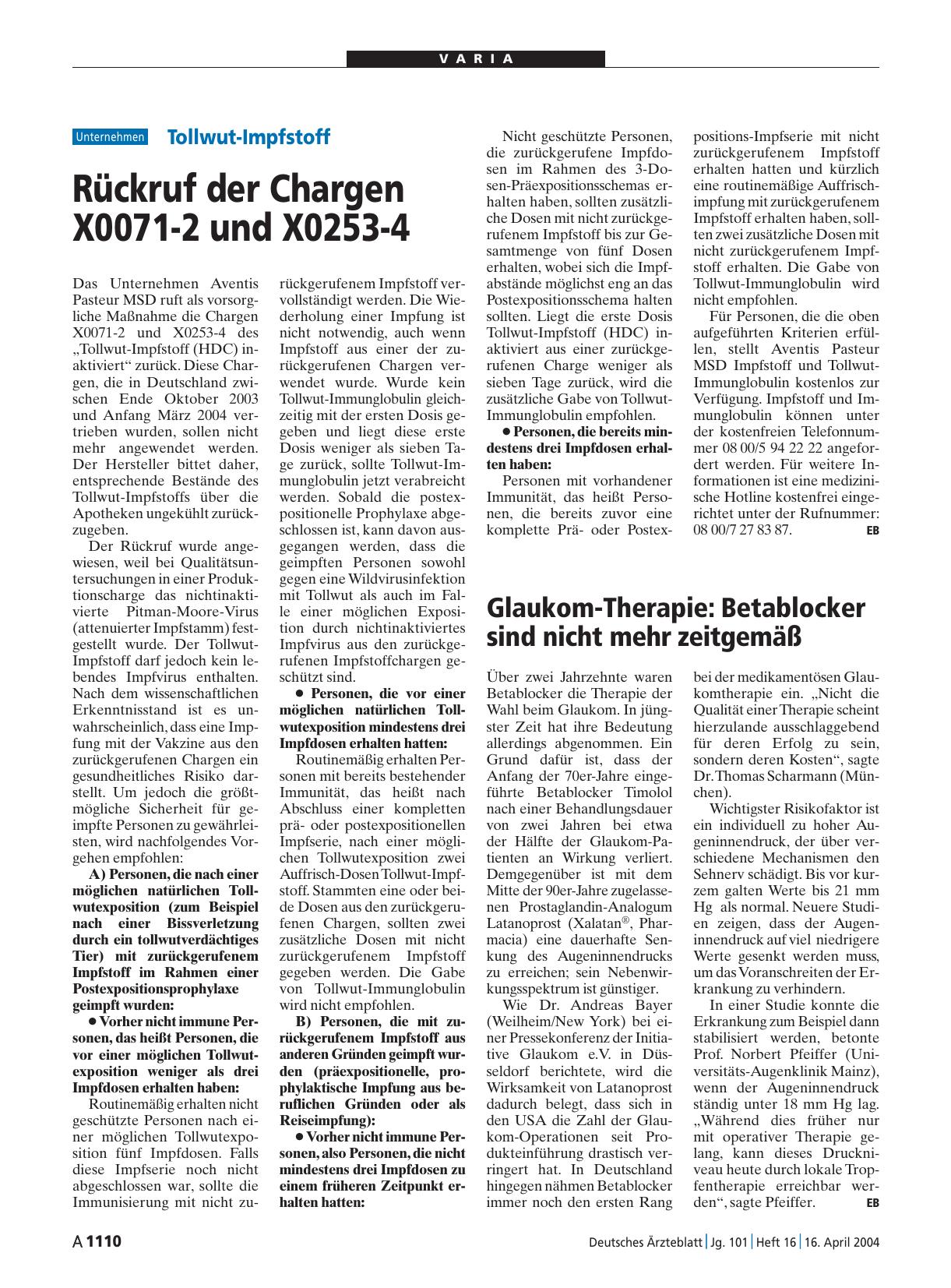 Vorschauseite 1: Glaukom-Therapie: Betablocker sind nicht mehr zeitgemäß