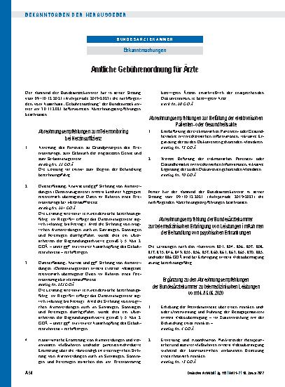 Vorschauseite 1: Amtliche Gebührenordnung für Ärzte