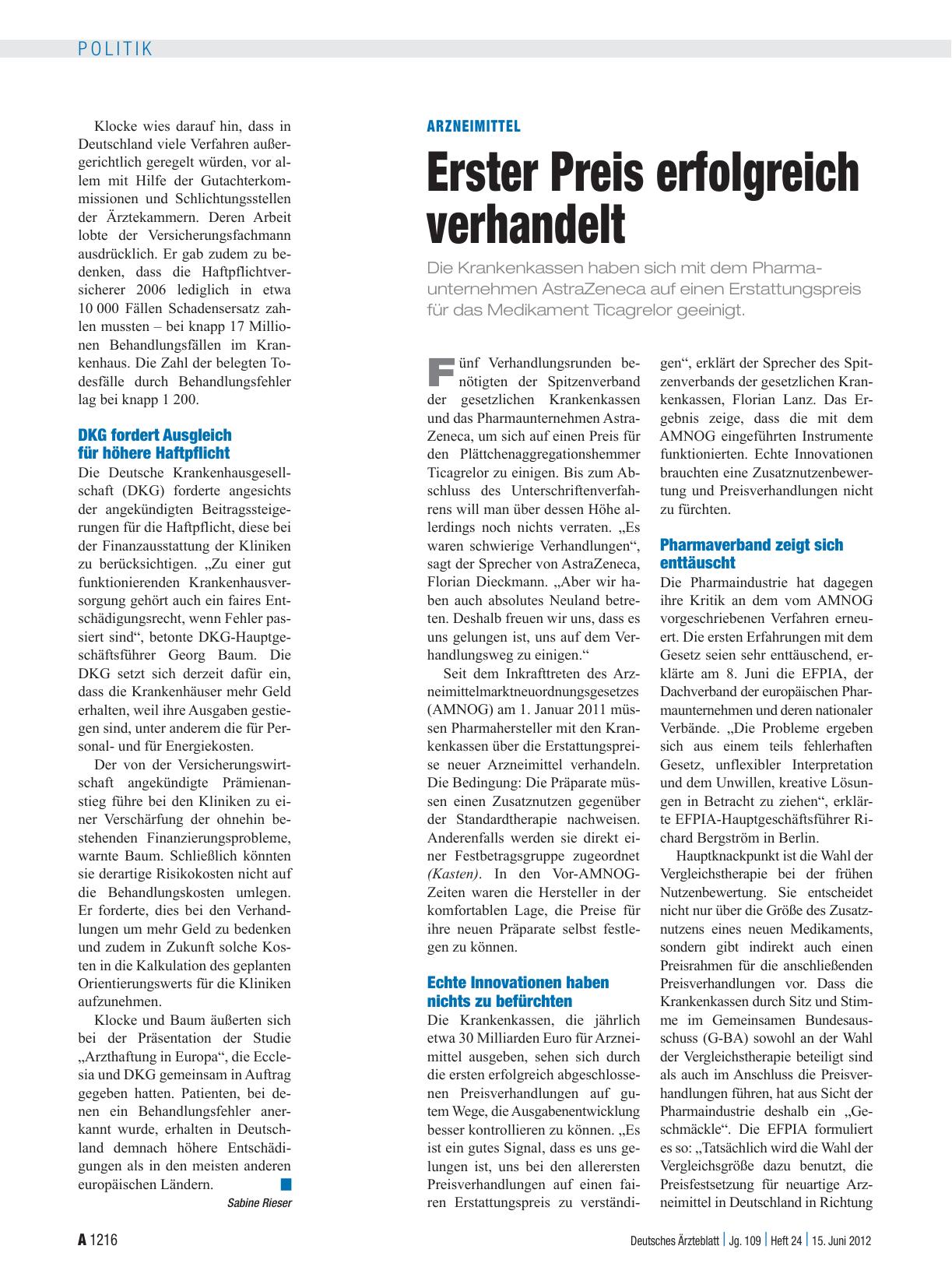 Vorschauseite 1: Arzneimittel: Erster Preis erfolgreich verhandelt