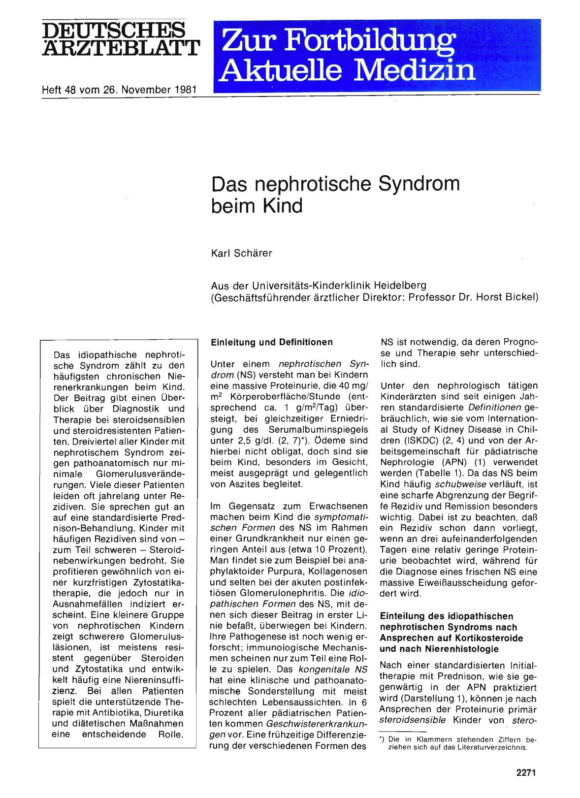 Vorschauseite 1: Das nephrotische Syndrom beim Kind