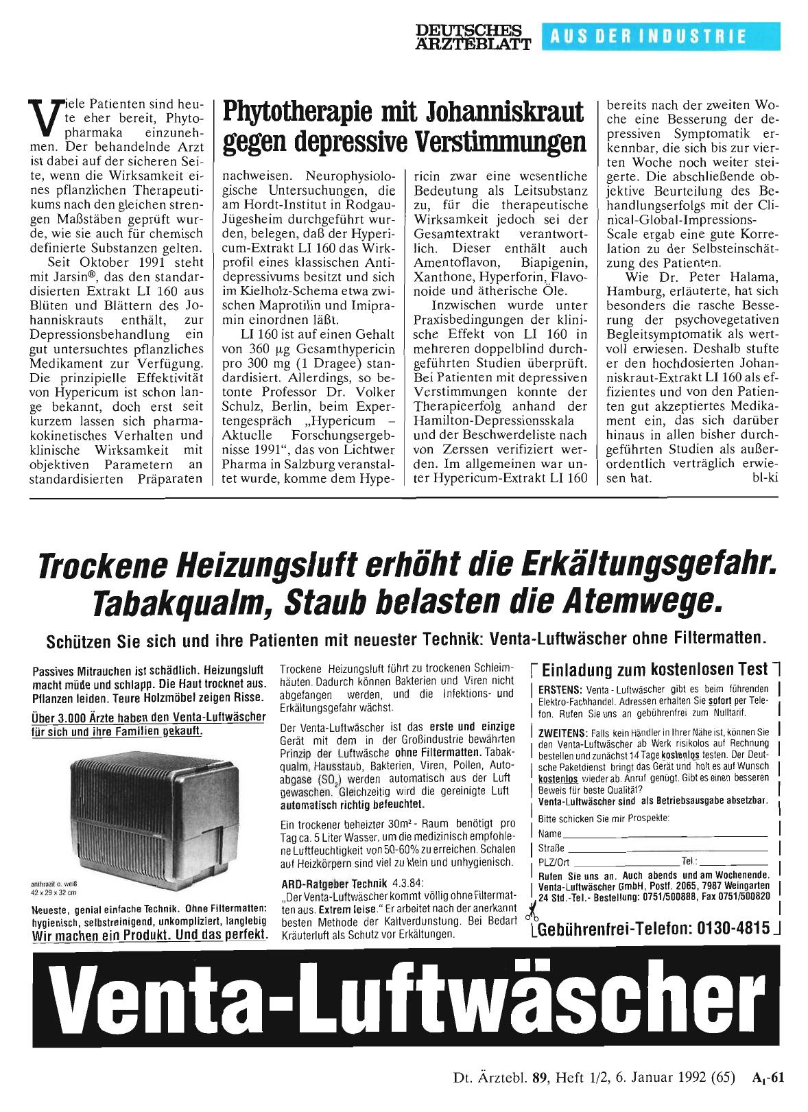 Vorschauseite 1: Phytotherapie mit Johanniskraut gegen depressive Verstimmungen