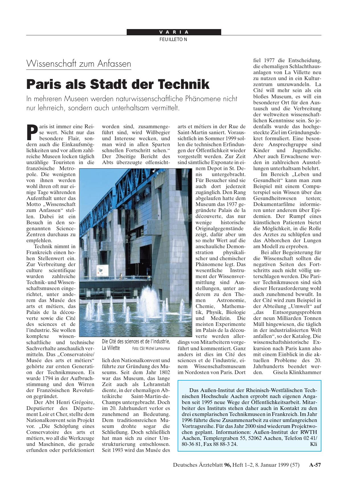 Vorschauseite 1: Wissenschaft zum Anfassen: Paris als Stadt der Technik