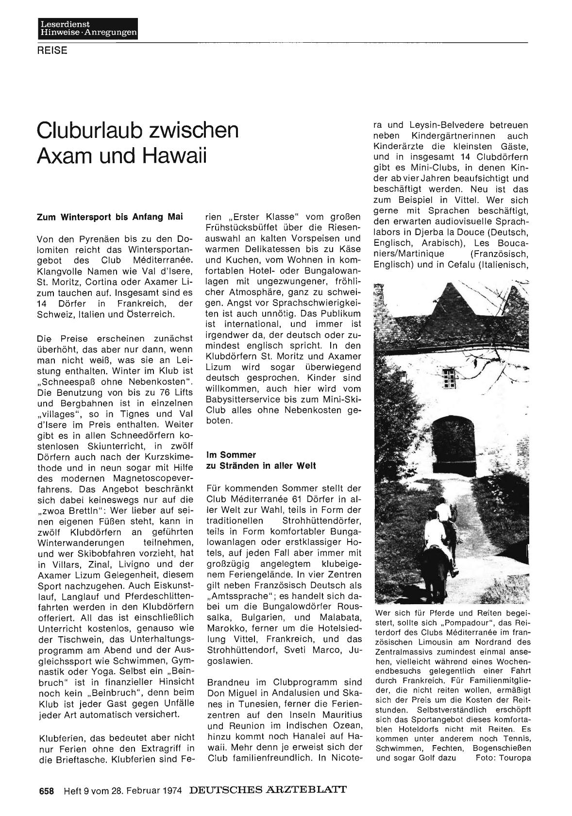 Vorschauseite 1: Cluburlaub zwischen Axam und Hawaii