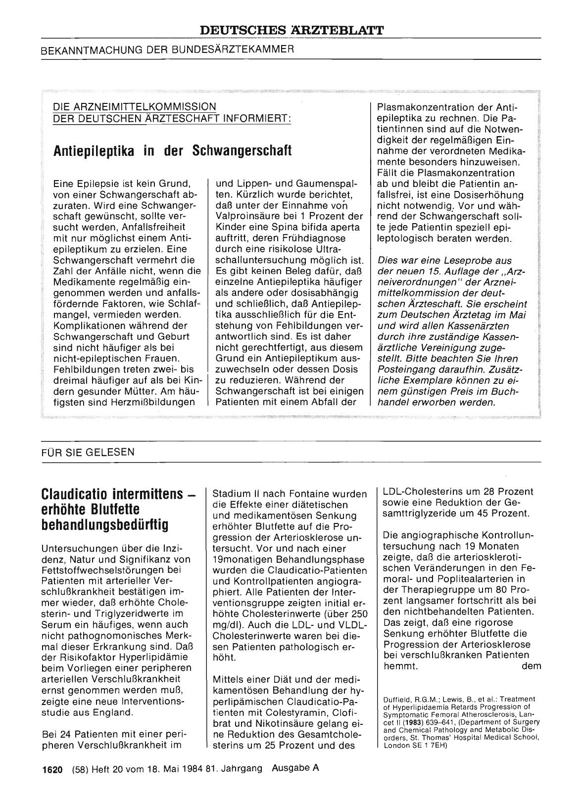 Vorschauseite 1: Claudicatio intermittens — erhöhte Blutfette behandlungsbedürftig