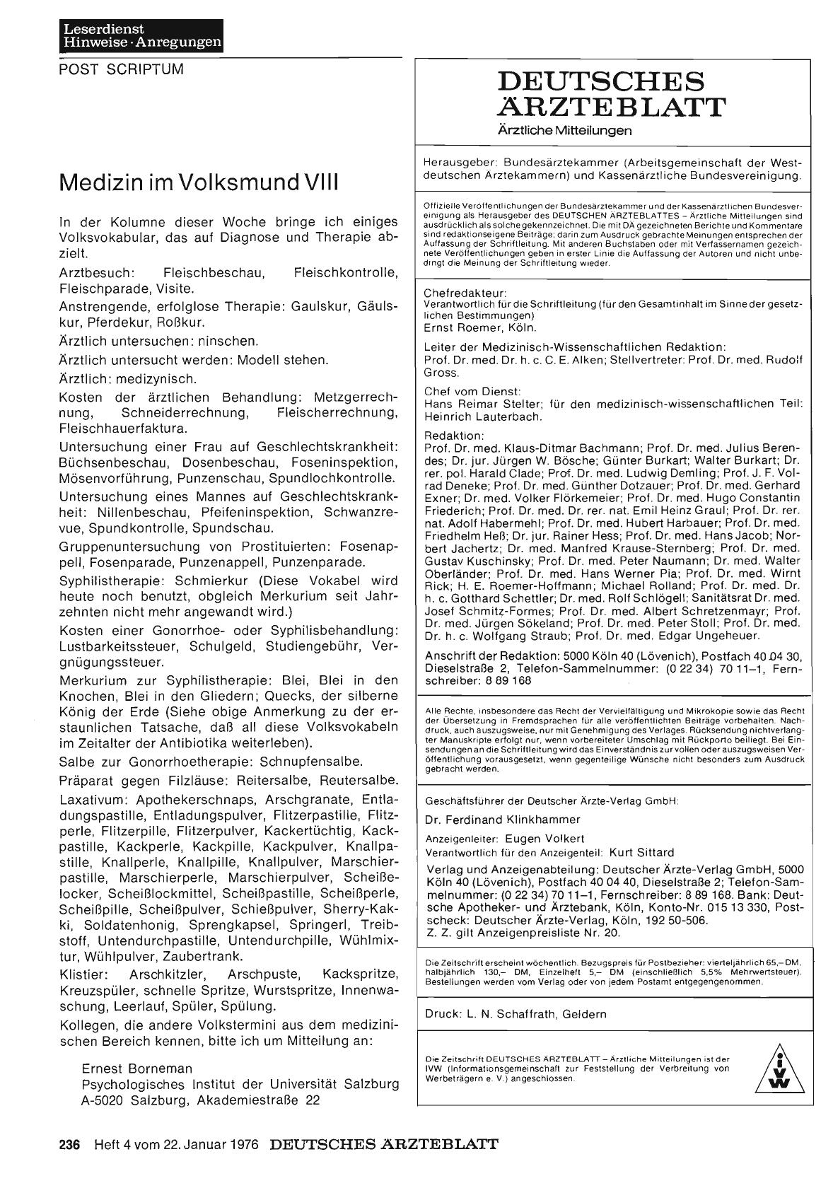 Vorschauseite 1: Medizin im Volksmund VIII