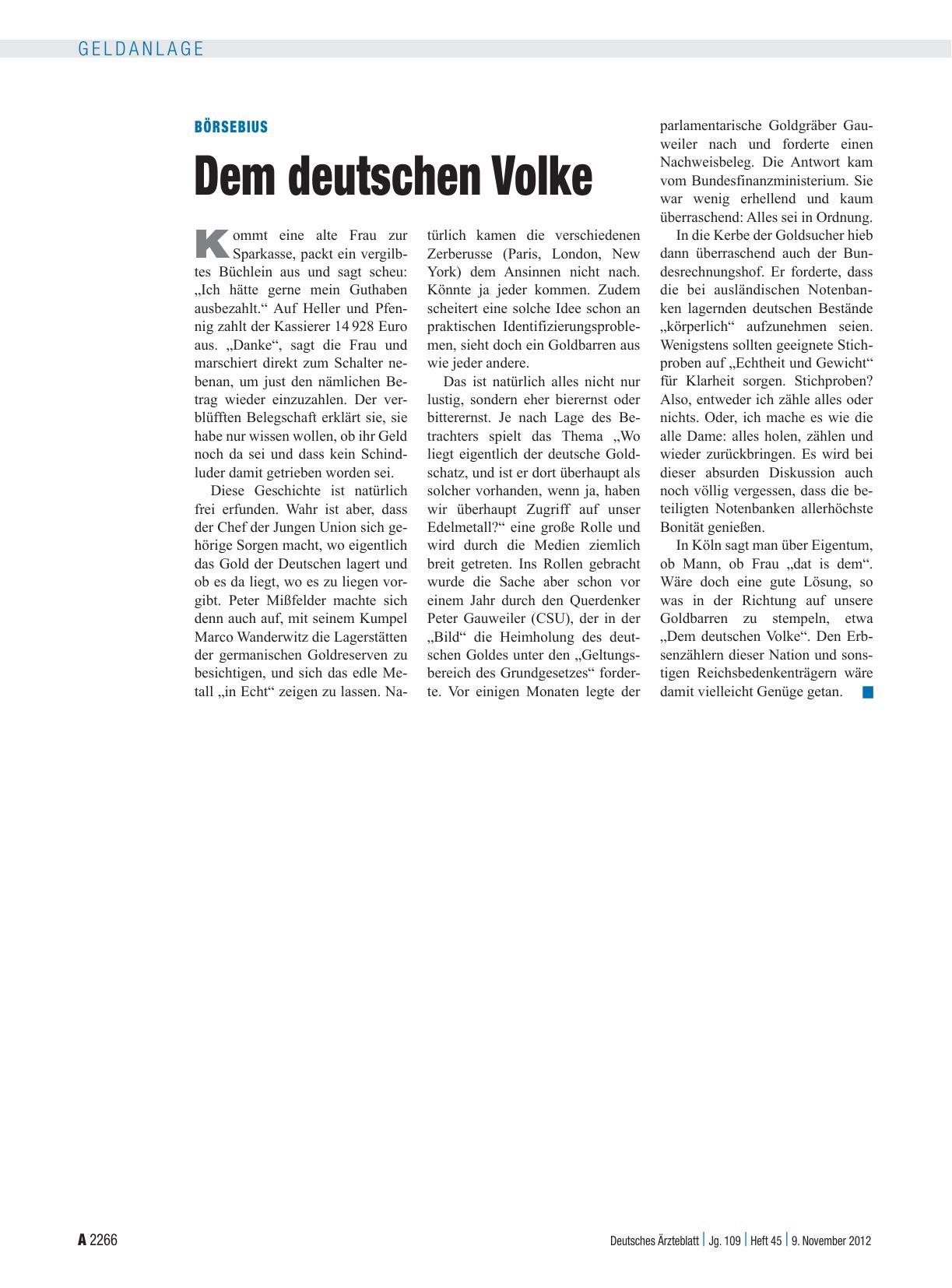 Vorschauseite 1: Börsebius: Dem deutschen Volke