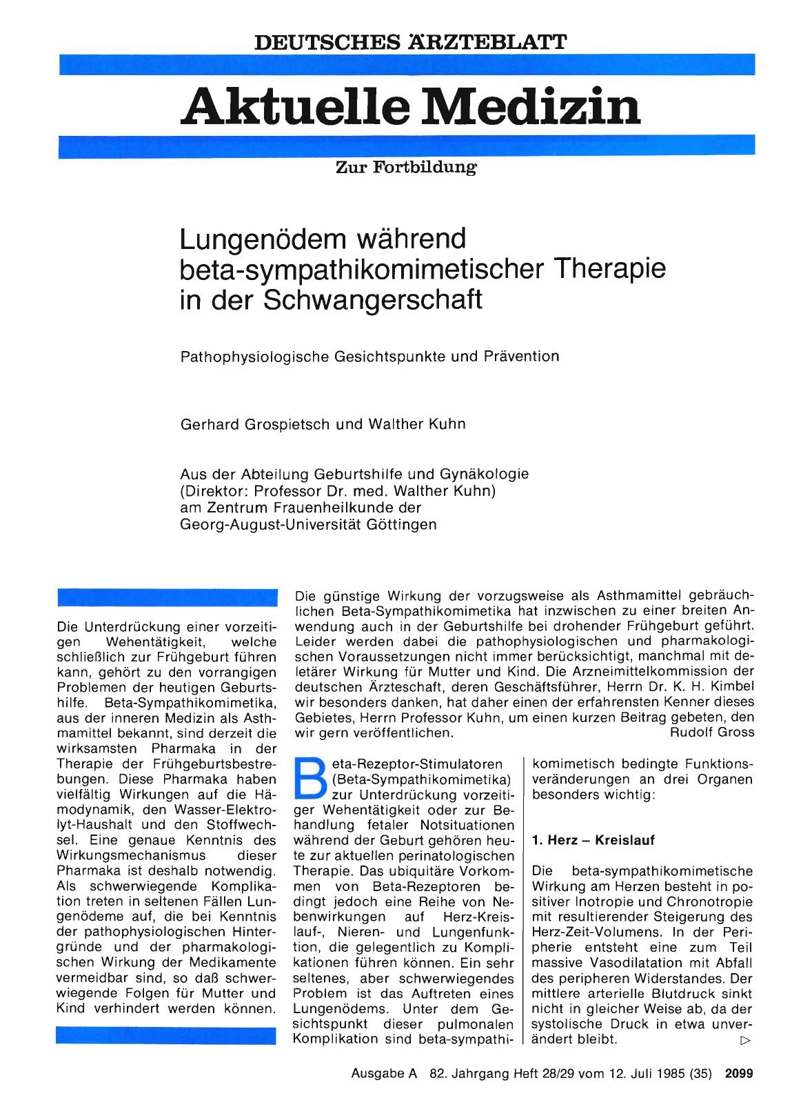 Vorschauseite 1: Lungenödem während beta-sympathikomimetischer Therapie in der Schwangerschaft