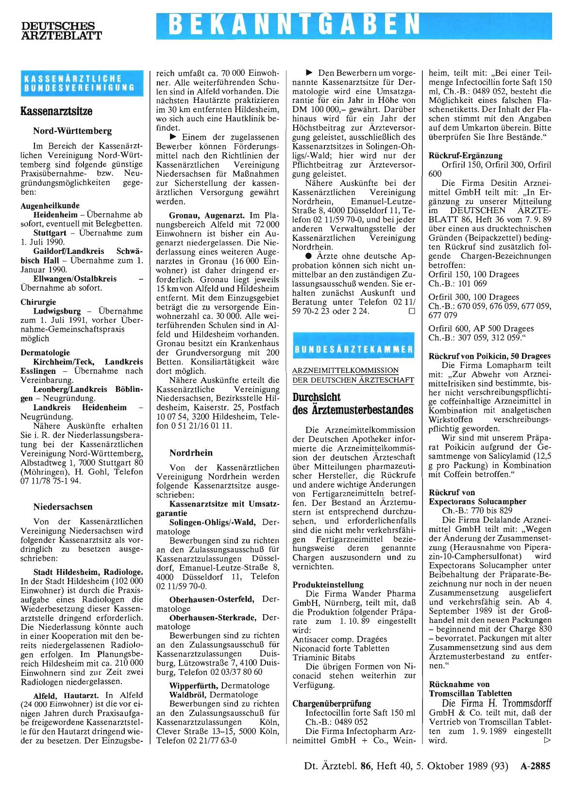 Vorschauseite 1: Durchsicht des Ärztemusterbestandes