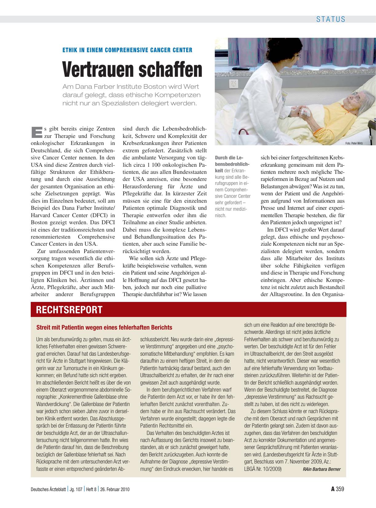 Vorschauseite 1: Streit mit Patientin wegen eines fehlerhaften Berichts