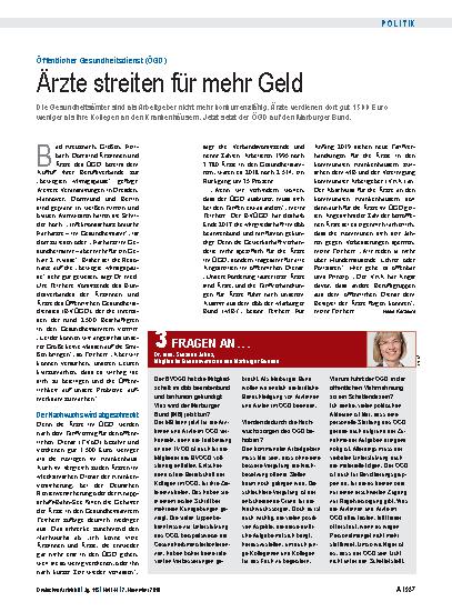 Vorschauseite 1: Öffentlicher Gesundheitsdienst (ÖGD): Ärzte streiten für mehr Geld