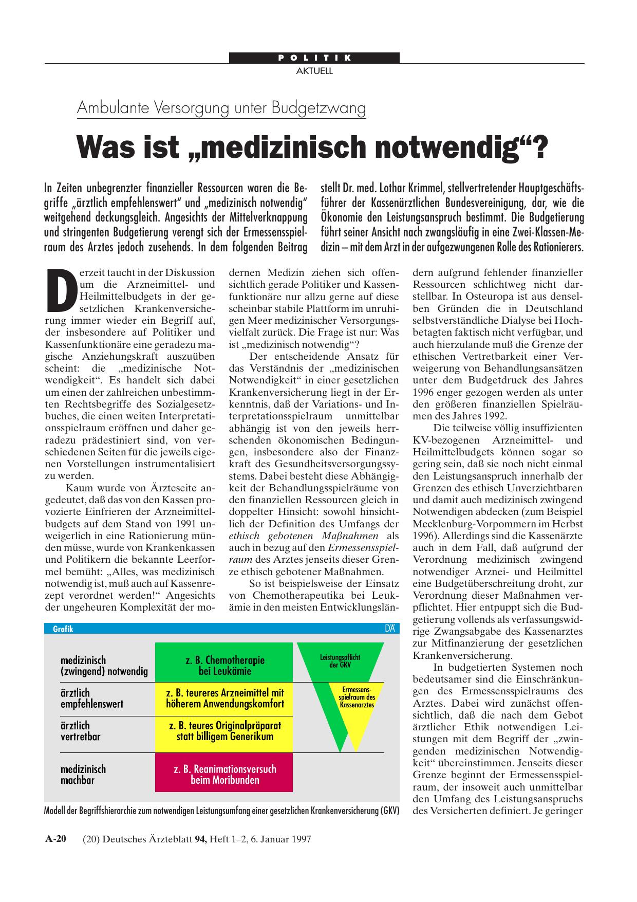 Vorschauseite 1: Ambulante Versorgung unter Budgetzwang: Was ist „medizinisch notwendig“?
