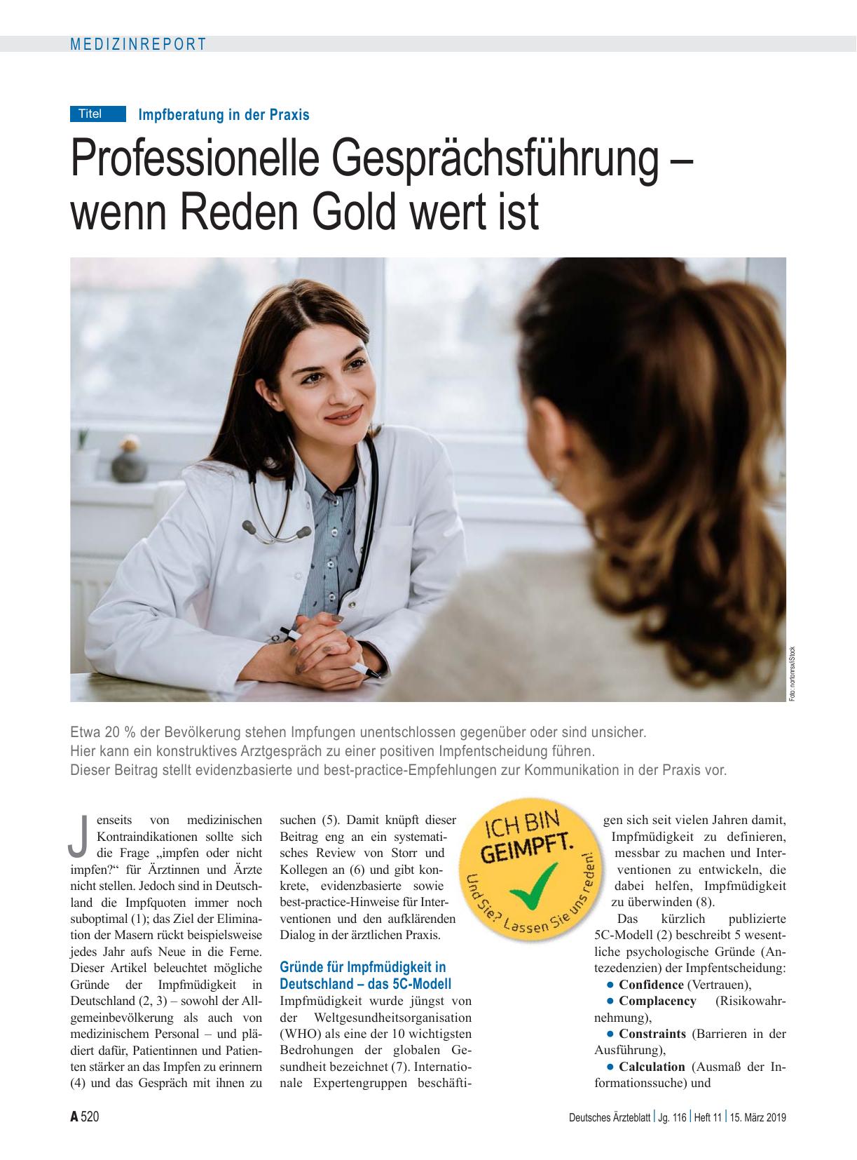 Vorschauseite 1: Impfberatung in der Praxis: Professionelle Gesprächsführung – wenn Reden Gold wert ist