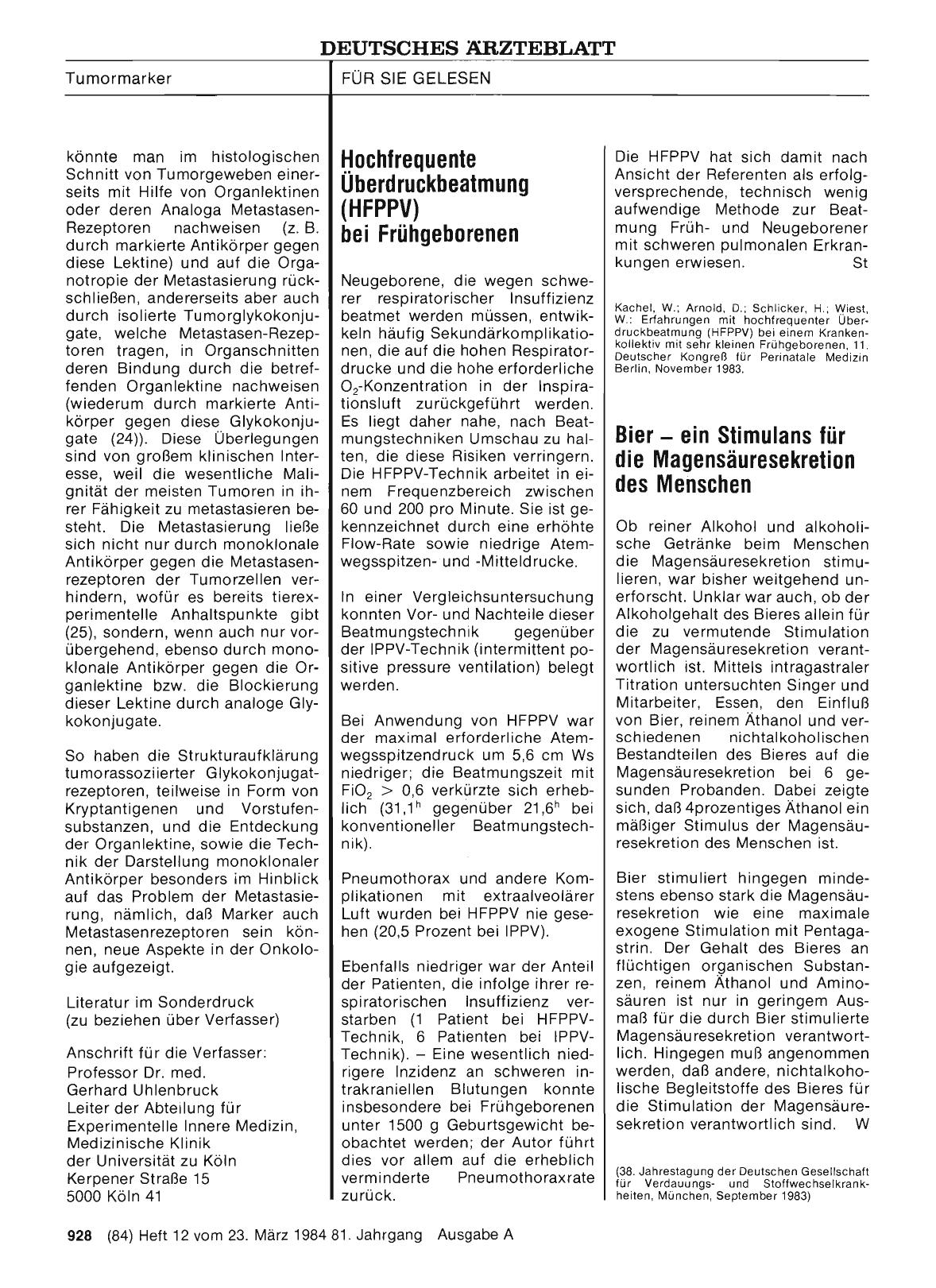 Vorschauseite 1: Bier — ein Stimulans für die Magensäuresekretion des Menschen