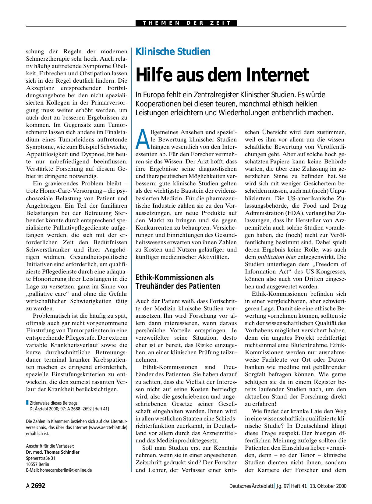 Vorschauseite 1: Klinische Studien: Hilfe aus dem Internet