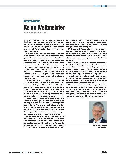 Vorschauseite 1: Drogenprävention: Keine Weltmeister