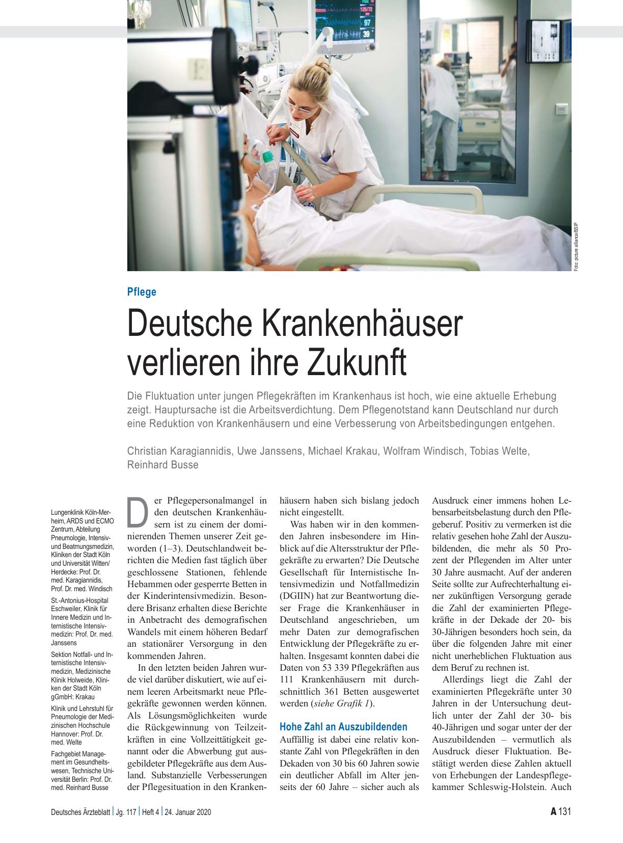 Vorschauseite 1: Pflege: Deutsche Krankenhäuser verlieren ihre Zukunft
