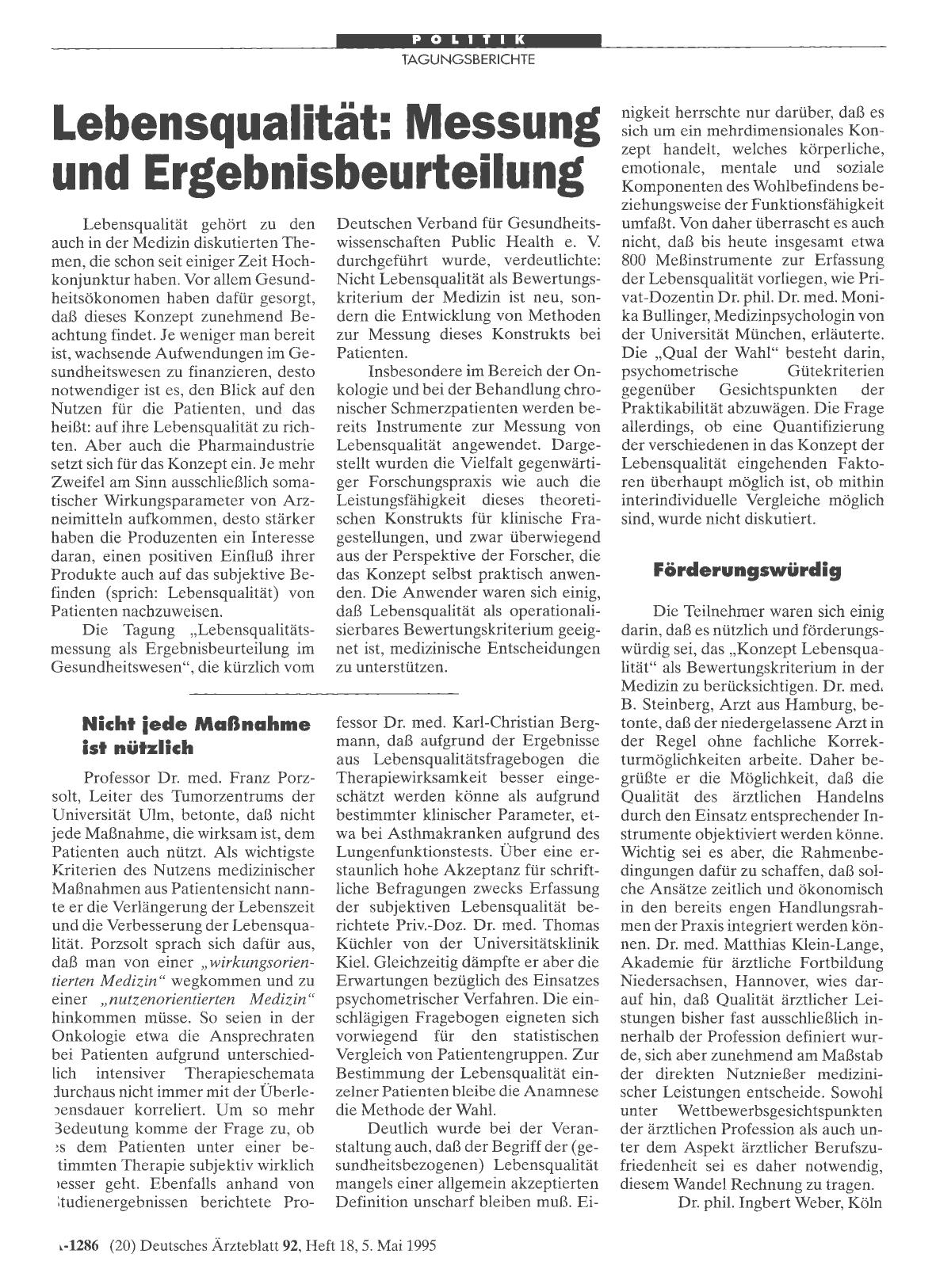 Vorschauseite 1: Lebensqualität: Messung und Ergebnisbeurteilung