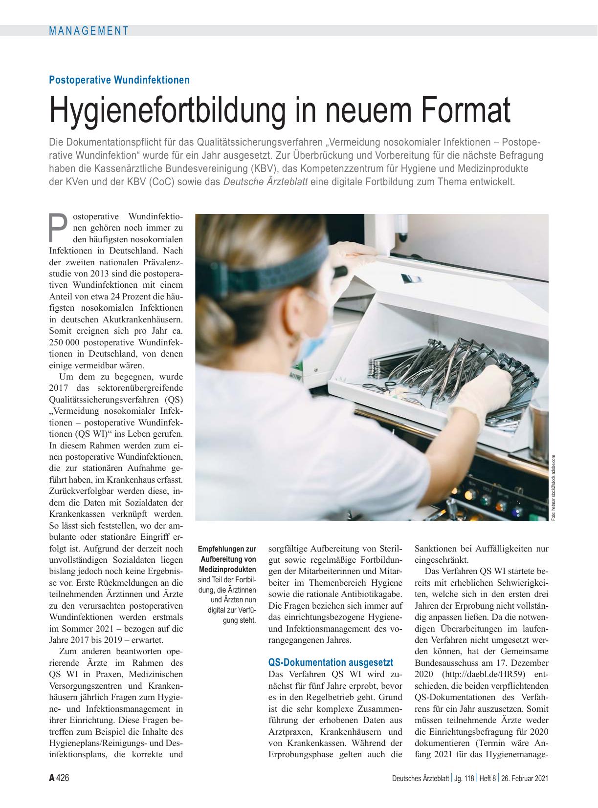 Vorschauseite 1: Postoperative Wundinfektionen: Hygienefortbildung in neuem Format