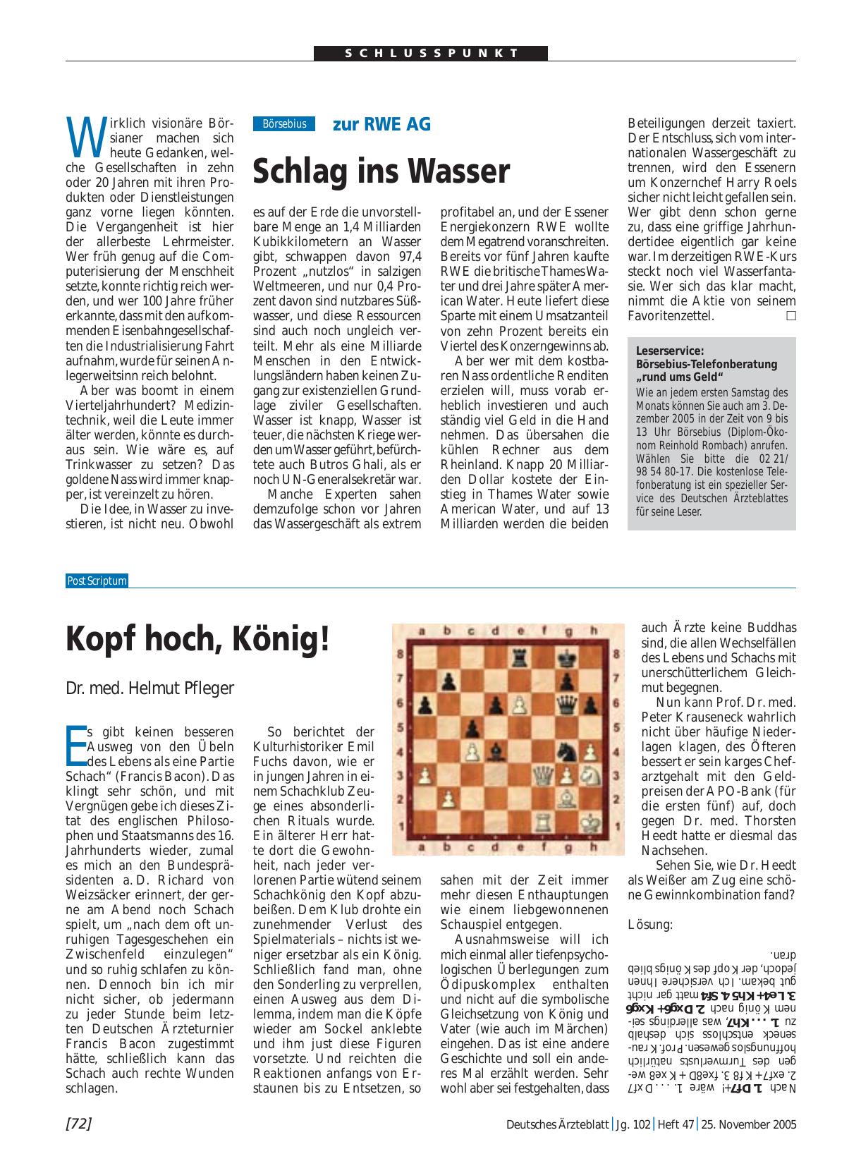 Vorschauseite 1: zur RWE AG: Schlag ins Wasser